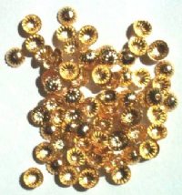 100 2x5mm Pleated Gold Plated Bead Caps
